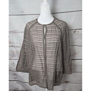 Coldwater Creek Womens Jacket Size 14 Taupe Sheer Bliss Jacket 3/4 Sleeve